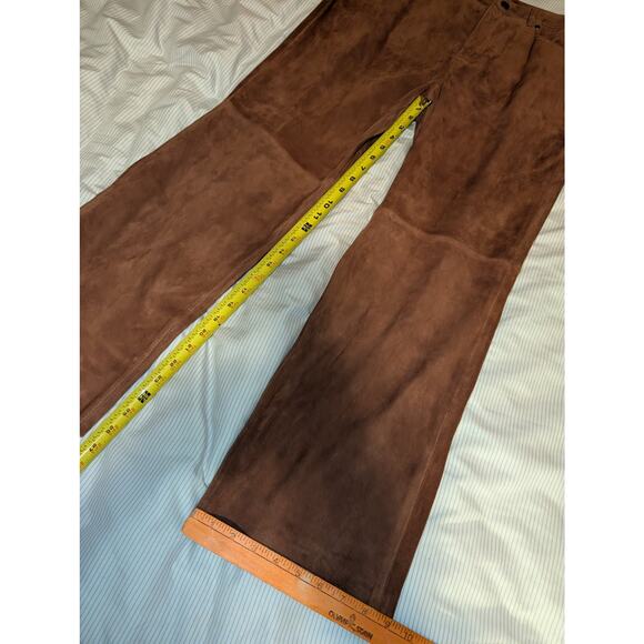 Vintage Talbots Leather Suede pants Women's Size 12 Large Wide Leg - Picture 4 of 8
